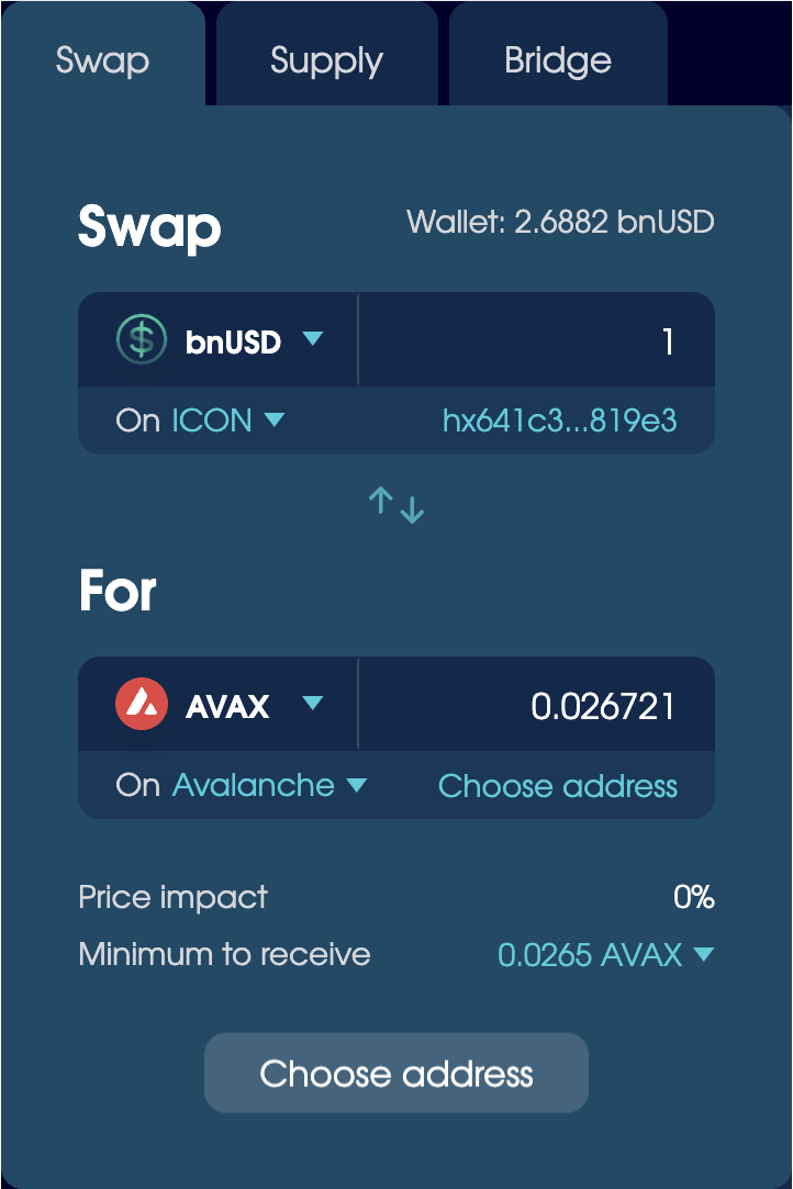 The Swap tab set to a cross-chain swap on the Trade page